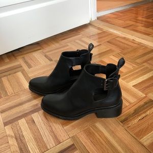 Zara Black Smooth Leather Ankle Boots - worn once!